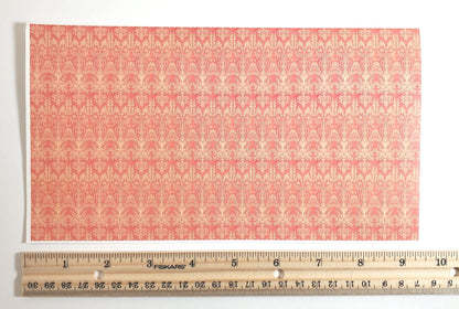 Dollhouse HALF SCALE Victorian Wallpaper Pink Salmon 1 Sheet World Model 1:24 - Miniature Crush