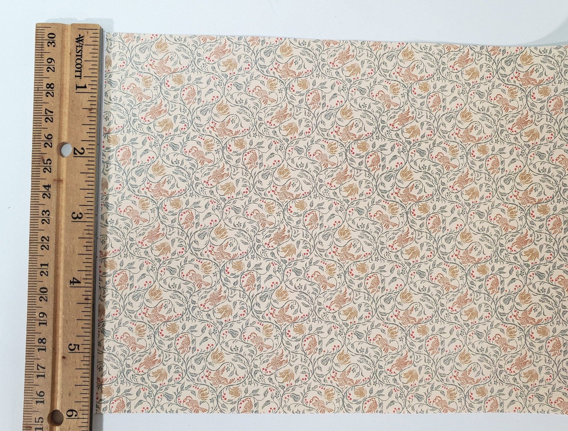 Dollhouse HALF SCALE Wallpaper 3 Sheets "Birds & Berries" 1:24 Scale Victorian or Art Nouveau - Miniature Crush