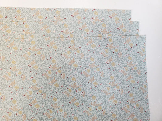 Dollhouse HALF SCALE Wallpaper 3 Sheets "Birds & Berries" Green 1:24 Scale - Miniature Crush