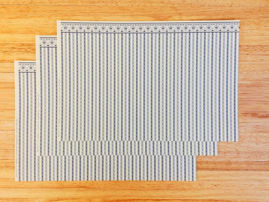 Dollhouse HALF SCALE Wallpaper 3 Sheets Blue & Cream Striped "Regency" 1:24 Scale - Miniature Crush