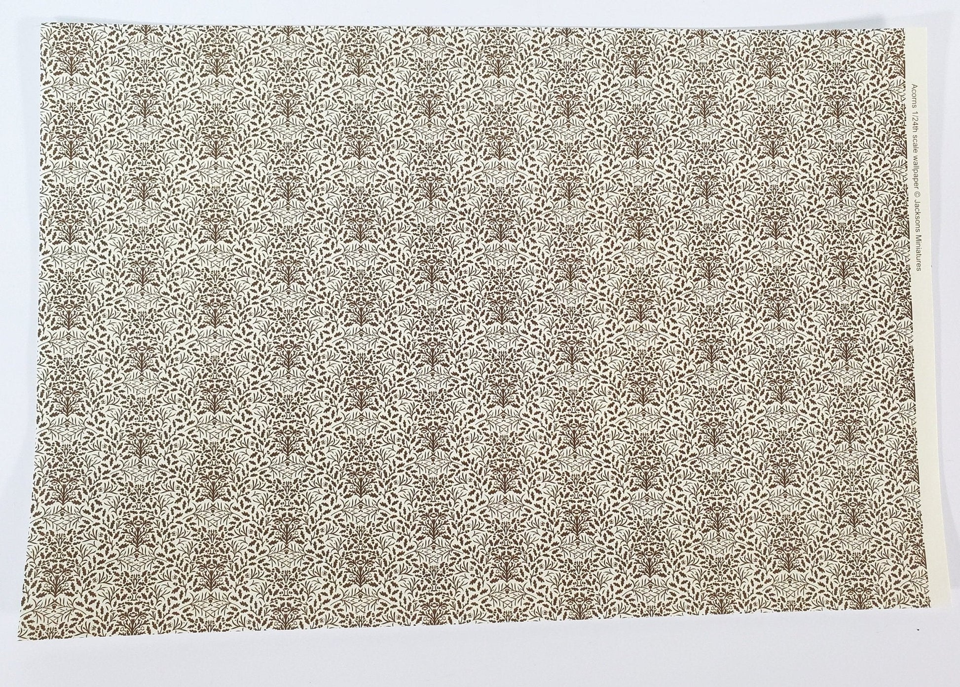 Dollhouse HALF SCALE Wallpaper 3 Sheets Brown on Cream "Acorns" 1:24 Scale - Miniature Crush