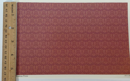 Dollhouse HALF SCALE Wallpaper 3 Sheets Dark Burgundy "Peregrine" 1:24 Scale - Miniature Crush