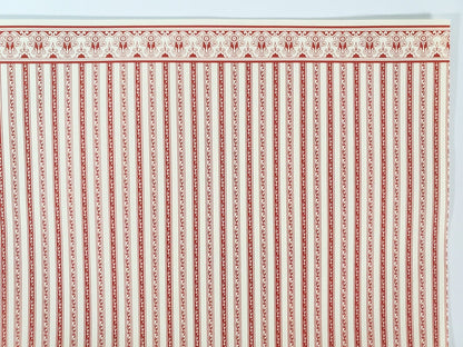 Dollhouse HALF SCALE Wallpaper 3 Sheets Red & Cream Striped "Regency" 1:24 Scale - Miniature Crush