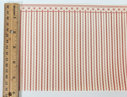 Dollhouse HALF SCALE Wallpaper 3 Sheets Red & Cream Striped "Regency" 1:24 Scale - Miniature Crush