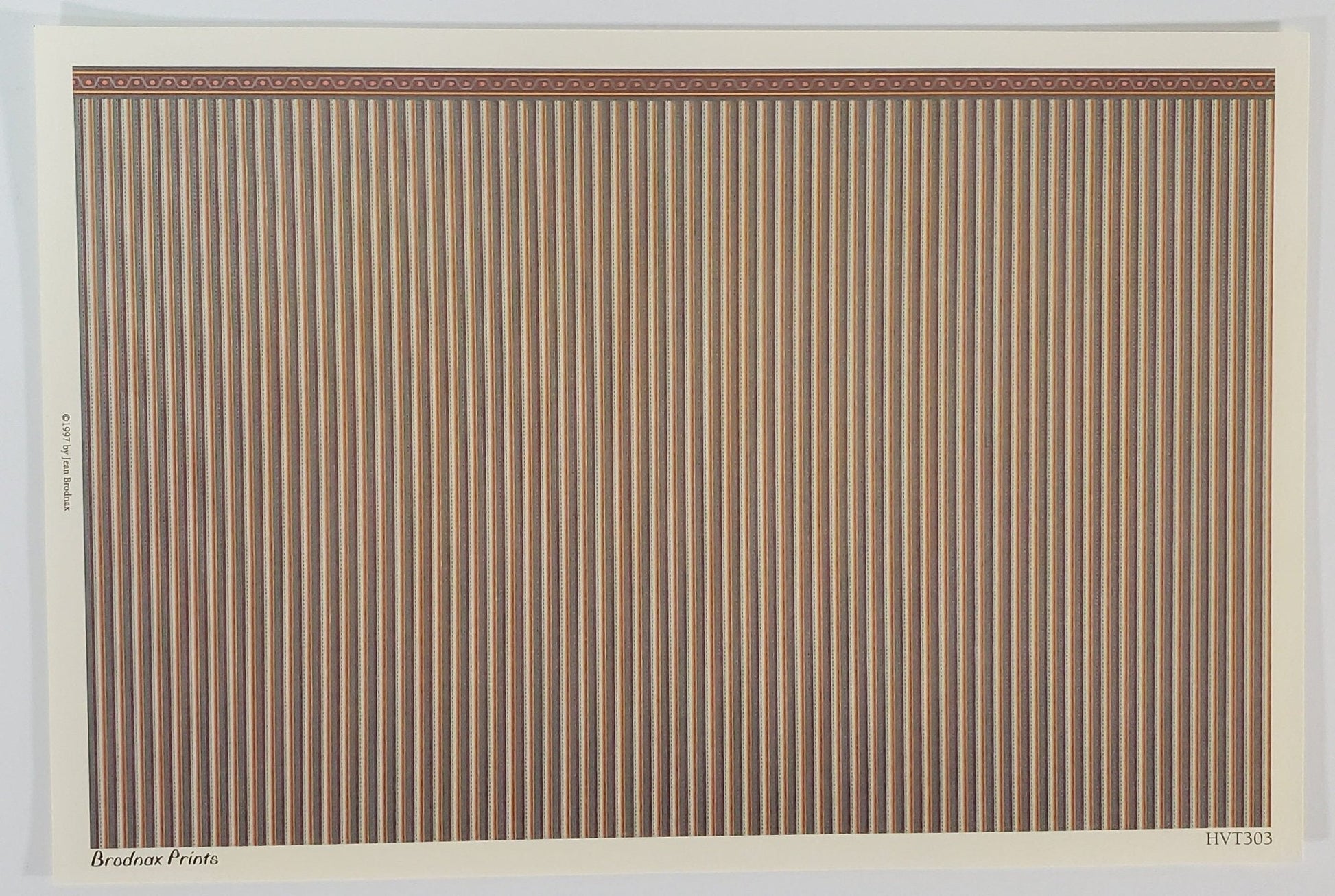 Dollhouse HALF SCALE Wallpaper 3 Sheets Striped Browns Blues "Patina" 1:24 Scale - Miniature Crush