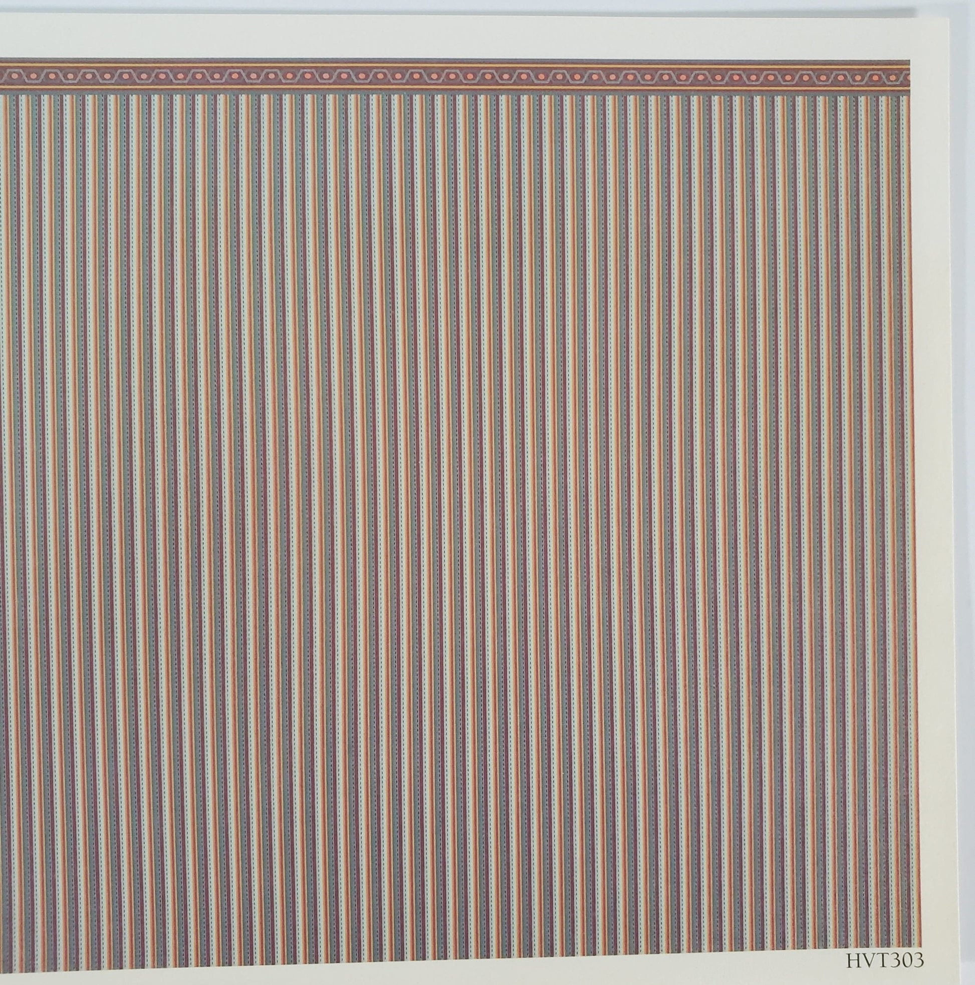 Dollhouse HALF SCALE Wallpaper 3 Sheets Striped Browns Blues "Patina" 1:24 Scale - Miniature Crush