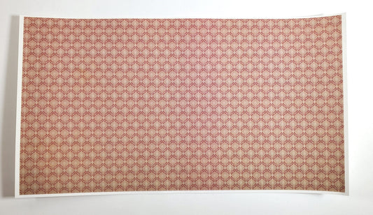 Dollhouse HALF SCALE Wallpaper Beige and Maroon 1 Sheet World Model 1:24 - Miniature Crush