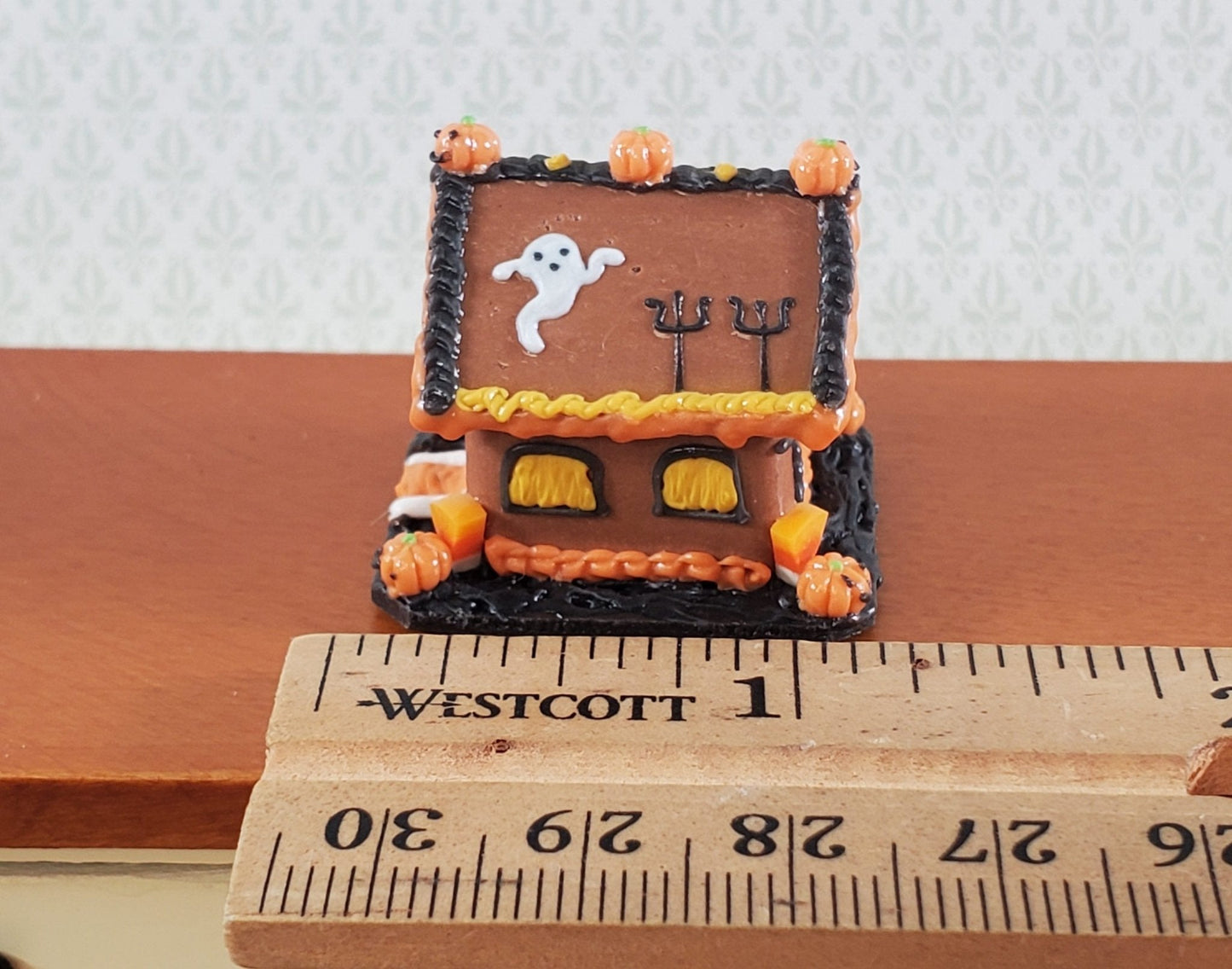 Dollhouse Halloween Gingerbread House 1:12 Scale Miniature Ghosts Pumpkins - Miniature Crush