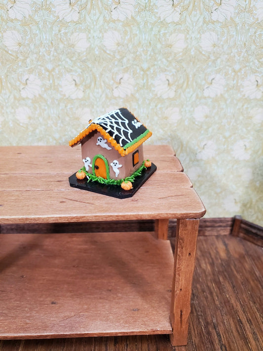 Dollhouse Halloween Gingerbread House 1:12 Scale Miniature Ghosts Spiders Pumpkins - Miniature Crush