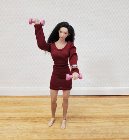 Dollhouse Hand Weights Pink Modern Gym Accessory Decor 1:12 Scale Miniature - Miniature Crush