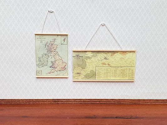 Dollhouse Hanging Maps School Style Europe England 1:12 Scale Miniature Decor - Miniature Crush