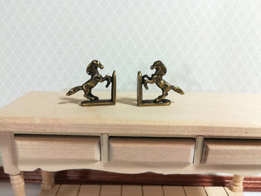 Dollhouse Horse Bookends Bucking Bronco Antique Bronze 1:12 Scale Miniature - Miniature Crush