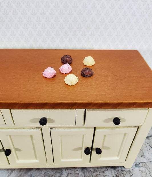 Dollhouse Ice Cream 6 Scoops Vanilla Chocolate Strawberry 1:12 Scale Dessert Food by Falcon - Miniature Crush