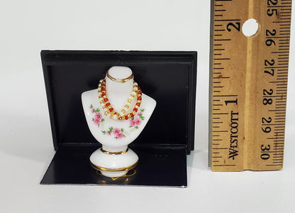 Dollhouse Jewelry Bust with Necklaces by Reutter Porcelain 1:12 Scale Miniature Accessories - Miniature Crush