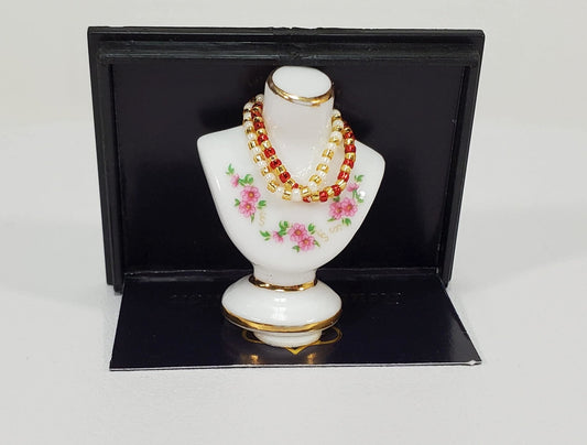 Dollhouse Jewelry Bust with Necklaces by Reutter Porcelain 1:12 Scale Miniature Accessories - Miniature Crush