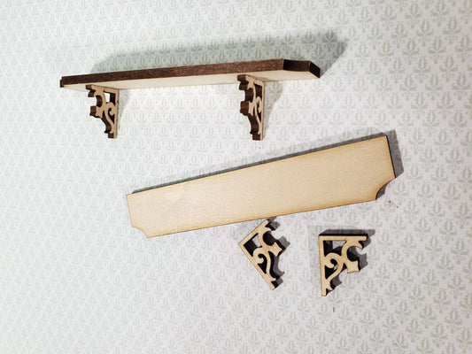 Dollhouse KIT Long Shelf 4" with Decorative Brackets 1:12 Scale Miniature DIY - Miniature Crush