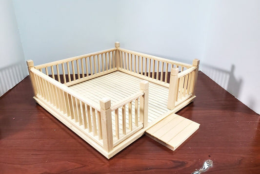 Dollhouse KIT Patio Deck Garden Decking with Railings Wood 1:12 Scale Miniature - Miniature Crush