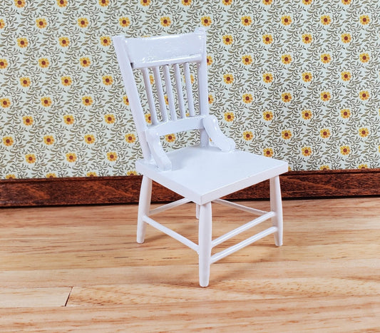 Dollhouse Kitchen Chair White Wood 1:12 Scale Miniature Furniture - Miniature Crush