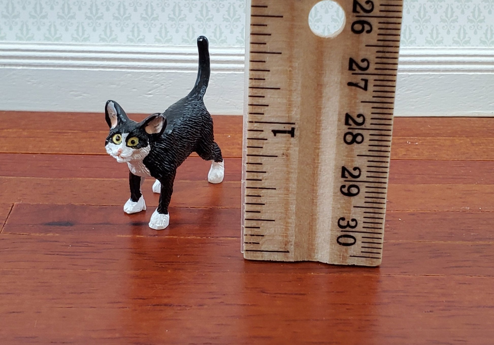 Dollhouse Kitty Cat Tuxedo Black and White Walking 1:12 Scale Miniature Pet - Miniature Crush
