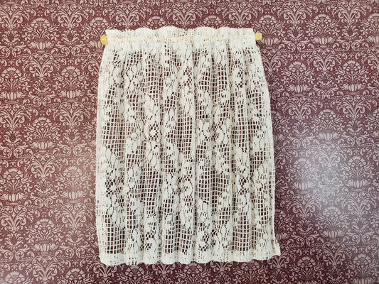 Dollhouse Lace Curtains White with Curtain Rod 1:12 Scale 6" Long Miniature - Miniature Crush