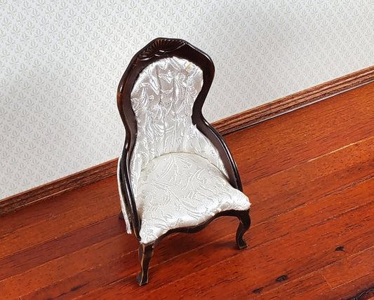 Dollhouse Ladies Chair Victorian White Dark Walnut Finish 1:12 Scale Miniature Furniture - Miniature Crush