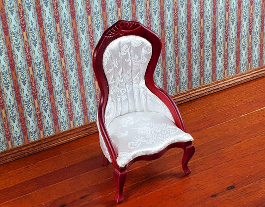 Dollhouse Ladies Chair Victorian White Mahogany Finish 1:12 Scale Wood Miniature Furniture - Miniature Crush