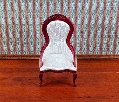 Dollhouse Ladies Chair Victorian White Mahogany Finish 1:12 Scale Wood Miniature Furniture - Miniature Crush