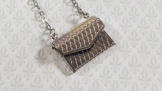 Dollhouse Ladies Metal Purse with Chain Opens 1:12 Scale Miniature Accessory - Miniature Crush