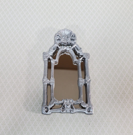 Dollhouse Large Mirror Baroque Style Silver 1:12 Scale Miniature 4 1/8" tall - Miniature Crush