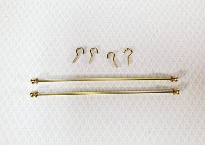 Dollhouse Long Curtain Rods Brass x2 for Windows 5 1/2" long Miniatures - Miniature Crush