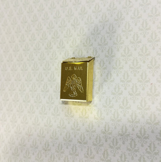 Dollhouse Mailbox Gold Brass Metal Eagle Decoration Opening Lid 1:12 Scale Accessory - Miniature Crush