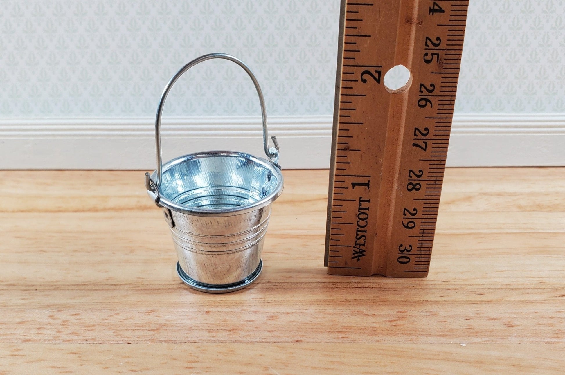 Dollhouse Metal Bucket with Handle Empty 1:12 Scale Miniature Farm Milking Pail - Miniature Crush