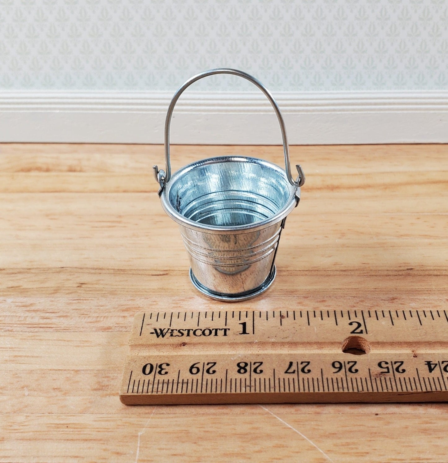 Dollhouse Metal Bucket with Handle Empty 1:12 Scale Miniature Farm Milking Pail - Miniature Crush