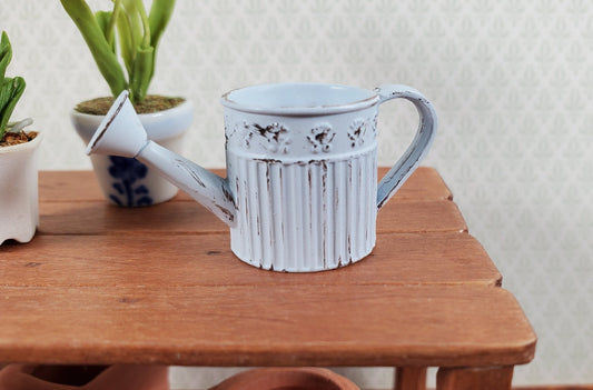 Dollhouse Metal Watering Can with Handle Pale Blue 1:12 Scale Miniature Garden Accessories - Miniature Crush