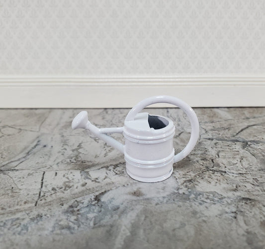 Dollhouse Metal Watering Can with Handle White 1:12 Scale Miniature Garden - Miniature Crush