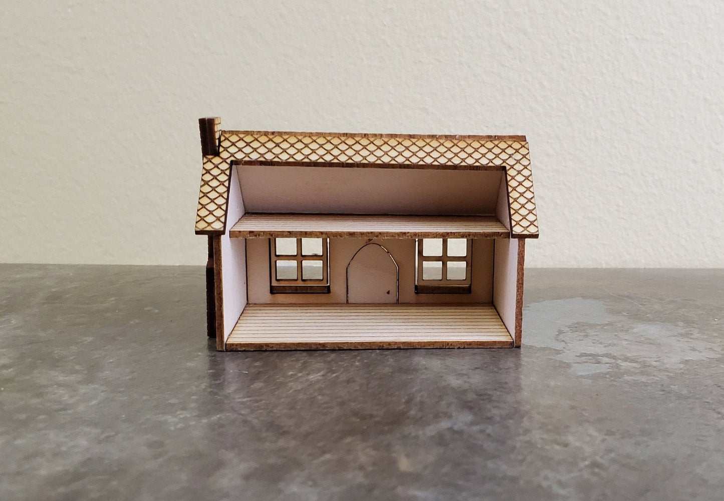 Dollhouse Miniature 1:144 Scale Kit House 1 1/2 Story with Chimney - Miniature Crush