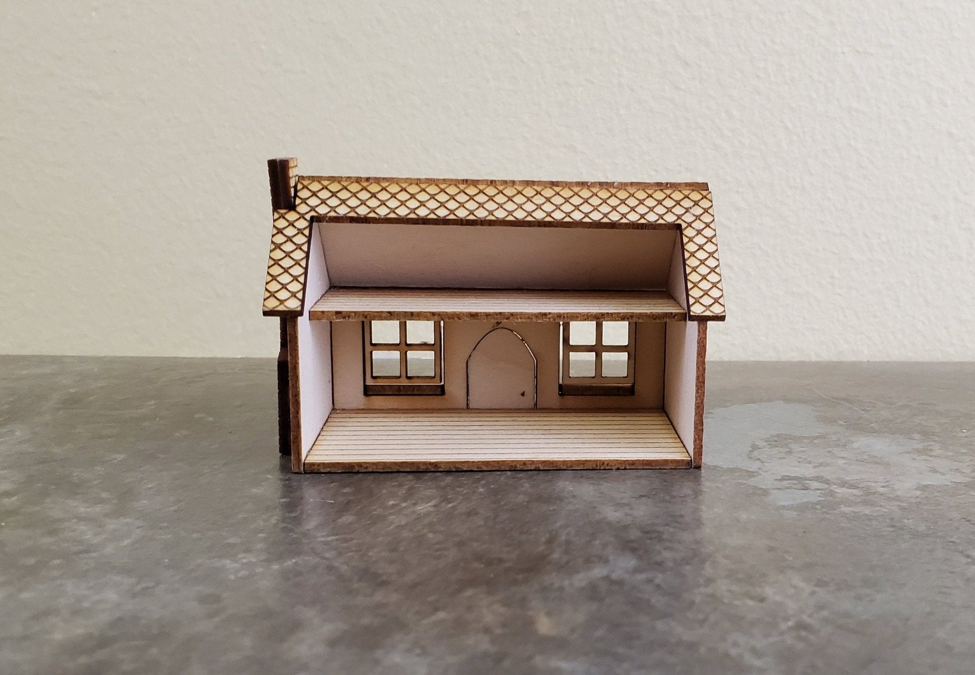 Dollhouse Miniature 1:144 Scale Kit House 1 1/2 Story with Chimney - Miniature Crush