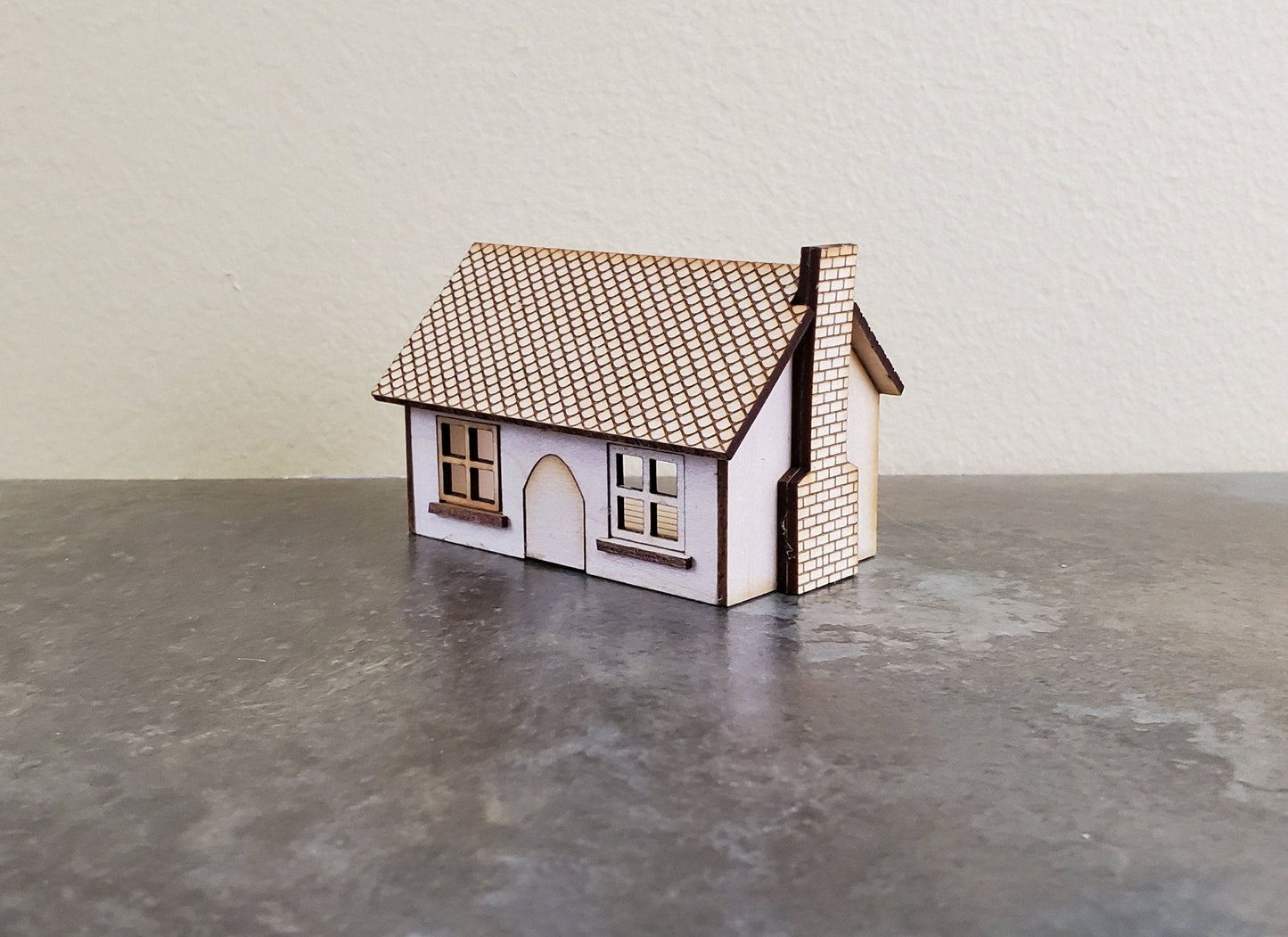 Dollhouse Miniature 1:144 Scale Kit House 1 1/2 Story with Chimney - Miniature Crush