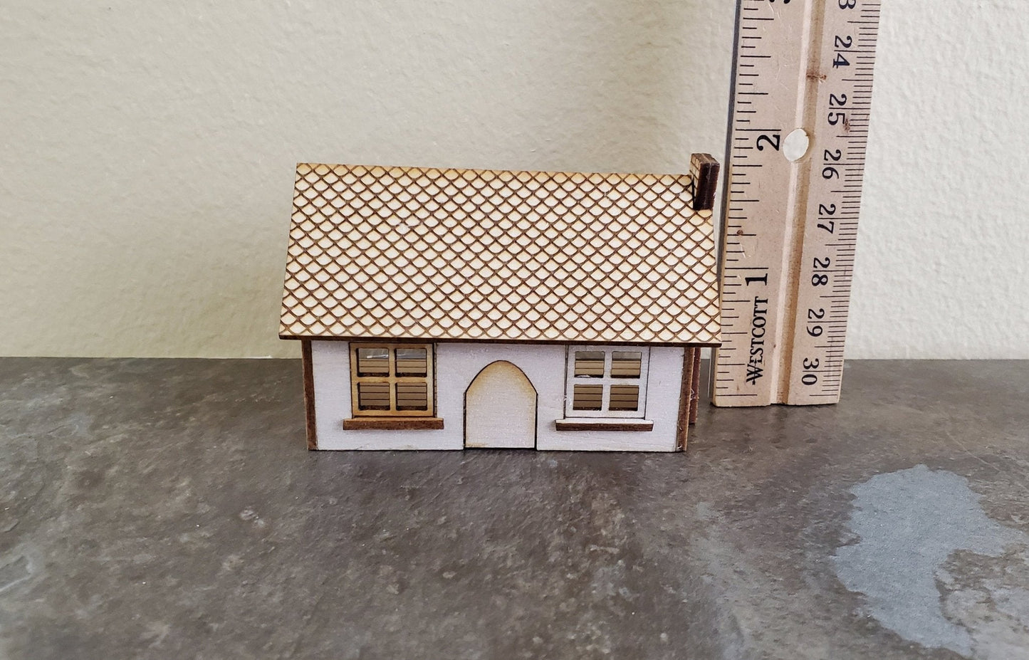 Dollhouse Miniature 1:144 Scale Kit House 1 1/2 Story with Chimney - Miniature Crush