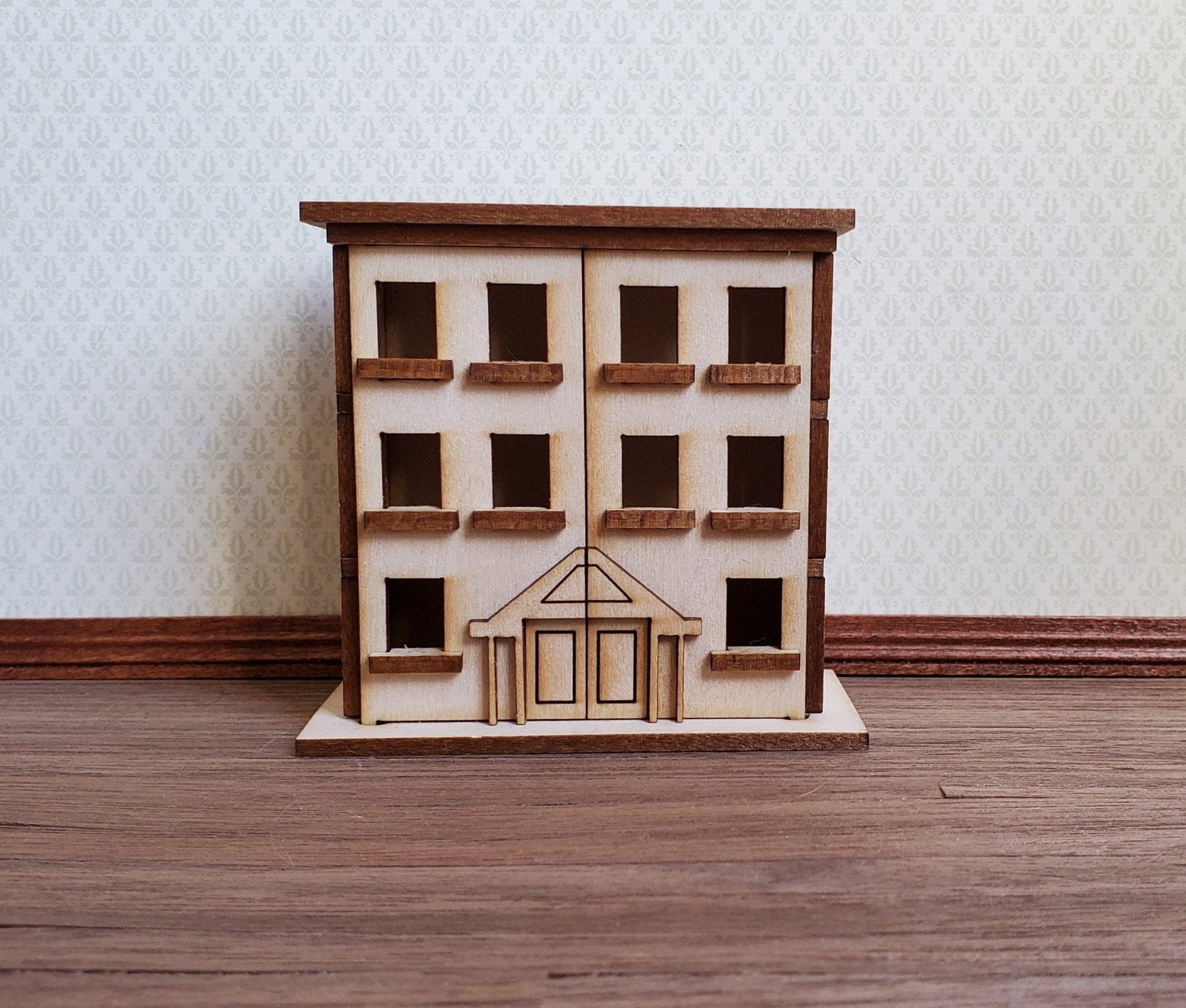 Dollhouse Miniature 1:144 Scale Kit House 3 Story Front Opening 6 Rooms - Miniature Crush