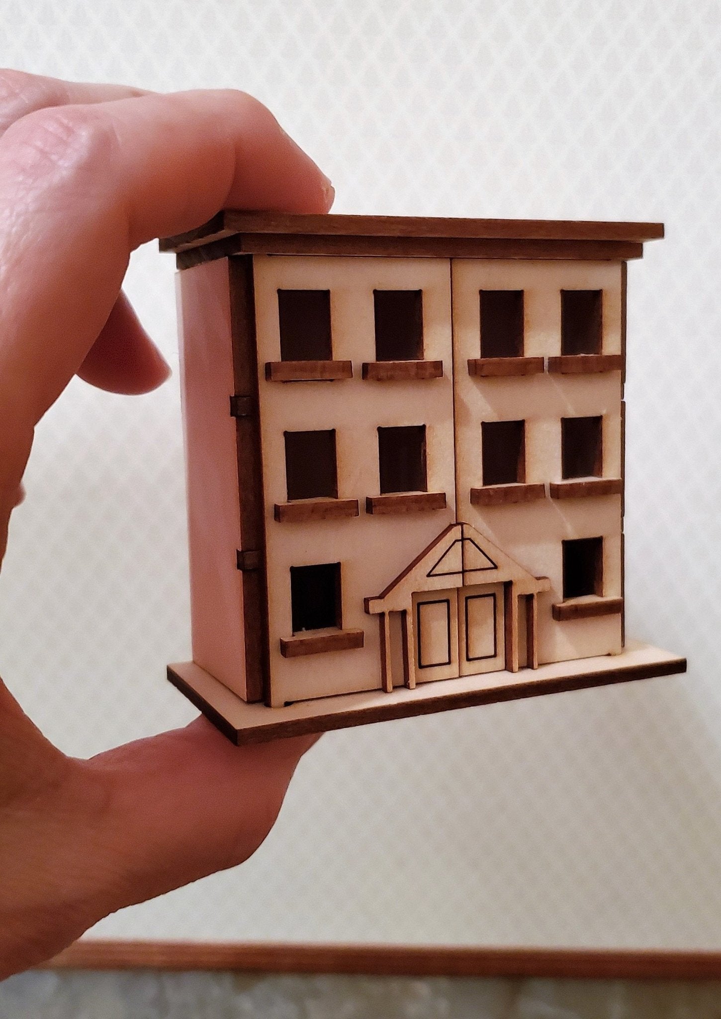 Dollhouse Miniature 1:144 Scale Kit House 3 Story Front Opening 6 Rooms - Miniature Crush