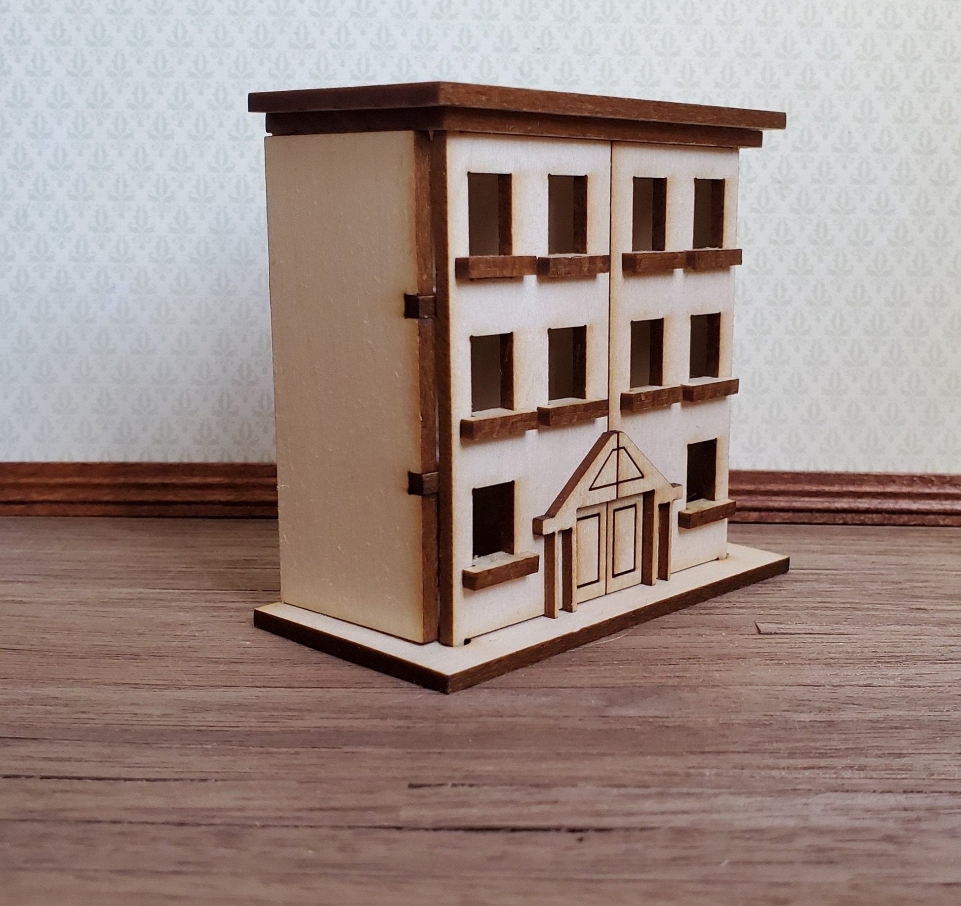 Dollhouse Miniature 1:144 Scale Kit House 3 Story Front Opening 6 Rooms - Miniature Crush