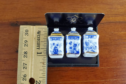 Dollhouse Miniature 3 Large Jars Bins with Lids Reutter Porcelain 1:12 Scale Kitchen - Miniature Crush