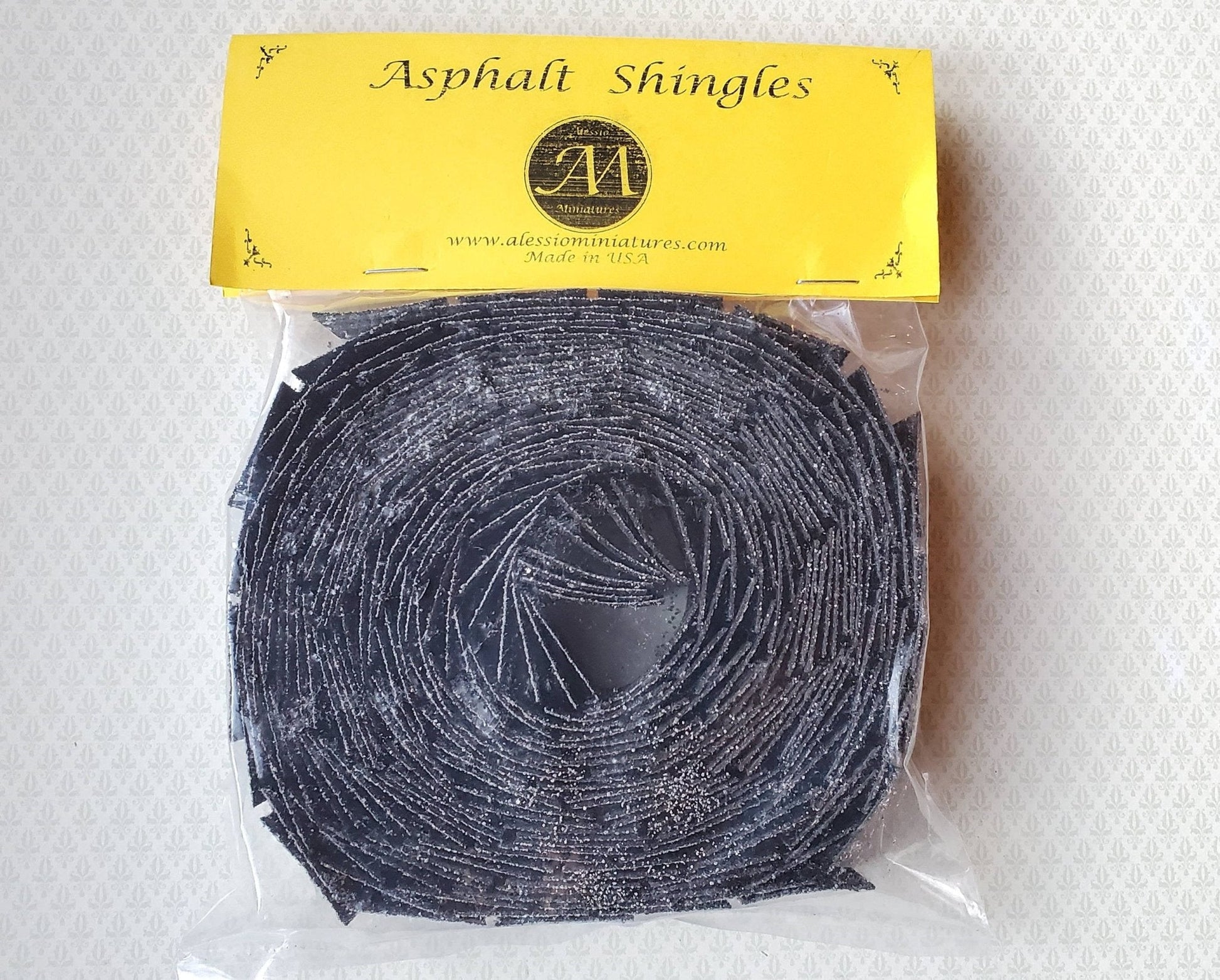 Dollhouse Miniature Asphalt Shingles Dark Gray Square 1:12 Scale #4010 144-157 Sq Inches - Miniature Crush