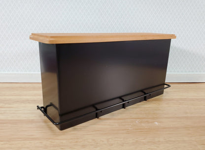 Dollhouse Miniature Bar Counter 3 Stools Black Metal & Oak Wood 1:12 Scale Large - Miniature Crush