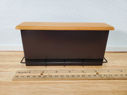 Dollhouse Miniature Bar Counter 3 Stools Black Metal & Oak Wood 1:12 Scale Large - Miniature Crush