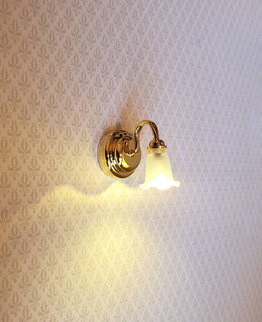 Dollhouse Miniature Battery Light Single Tulip Wall Sconce 1:12 Scale - Miniature Crush