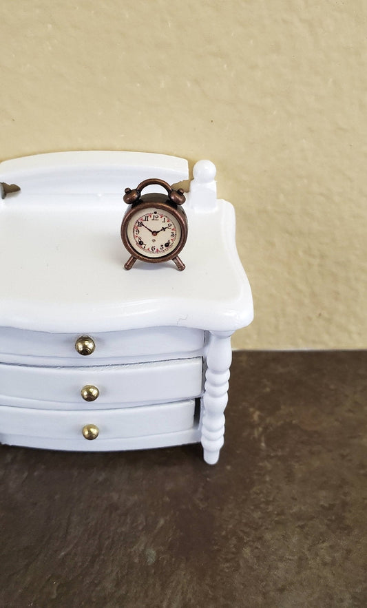 Dollhouse Miniature Bell Alarm Clock Bronze Vintage Style 1:12 Scale Metal - Miniature Crush