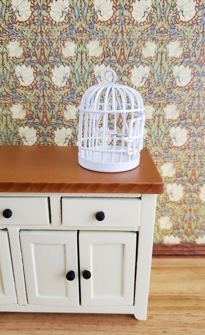 Dollhouse Miniature Birdcage White Metal Opens 1:12 Scale - Miniature Crush