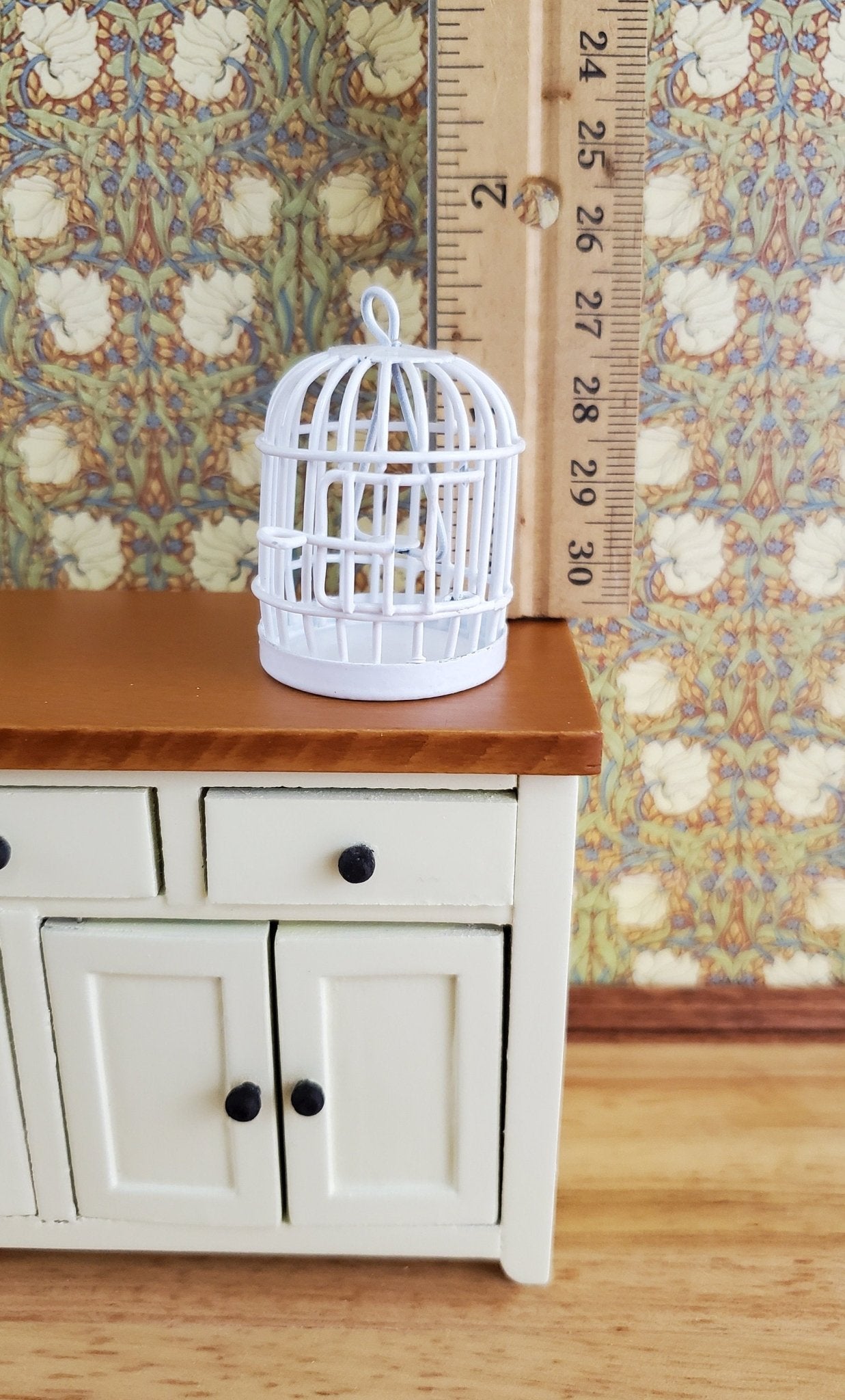 Dollhouse Miniature Birdcage White Metal Opens 1:12 Scale - Miniature Crush